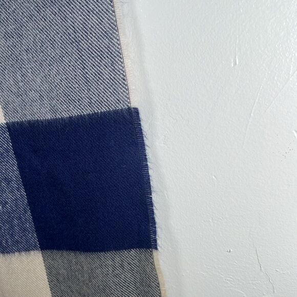 Cashmere Scarf Made in Germany Blue Cream Tan with Fringe - Picture 9 of 12